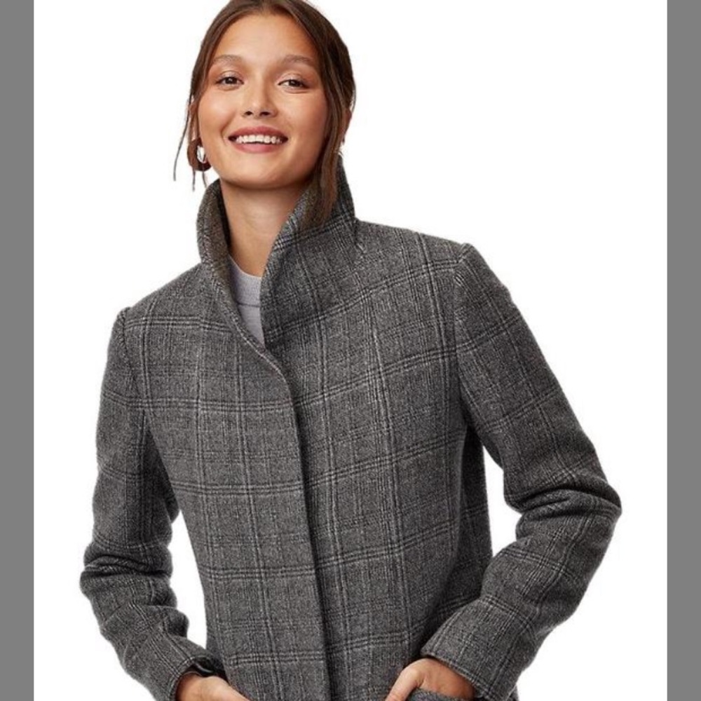 Aritzia Wilfred Wool Cocoon Coat Plaid